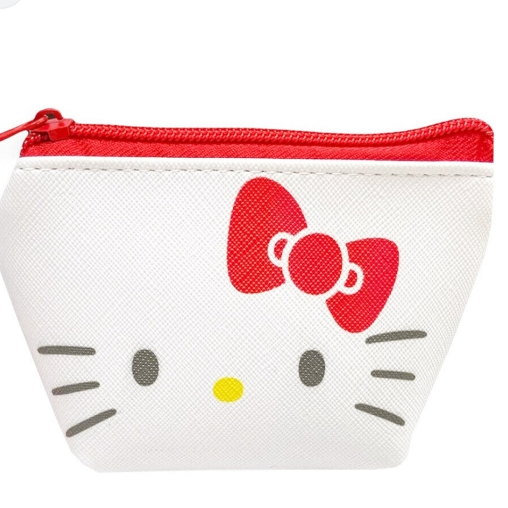 Hello Kitty Sanrio Kawaii Red White Coin Purse Mini Pouch Bag New Liscensed Real